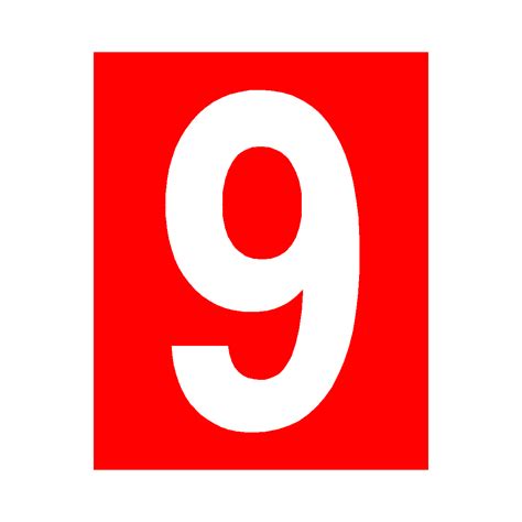 Red Number 9 Sticker Safety Uk