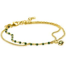 Zinzi Gold Plated Zilveren Multilook Armband Met Gourmet En Groene