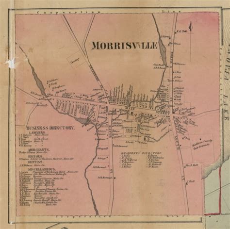 Morrisville New York 1859 Old Town Map Custom Print Madison Co Old Maps