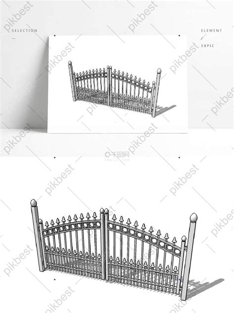 White Wrought Iron Fence Gate Decors And 3d Models Skp Free Download Pikbest