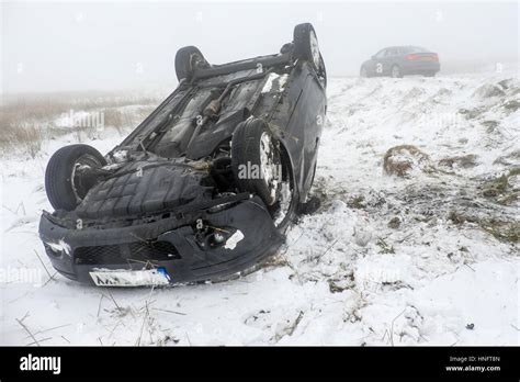 Rta Car Crash In Snow And Ice On The A Cat And Fiddle Road