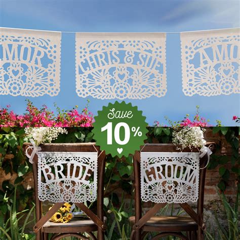 Wedding Papel Picado Bundle Papel Picado Banners Bride & Groom Chair Signs Traditional Mexican ...