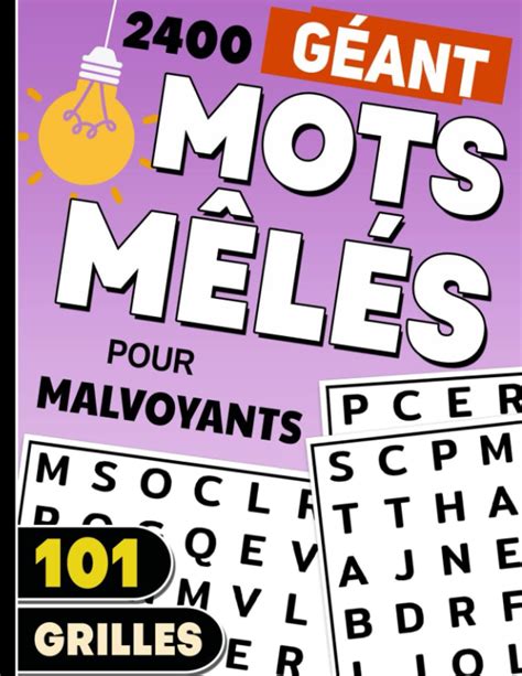 Mots Mêlés Géant pour Malvoyants livre de jeux mots mêlés adultes et