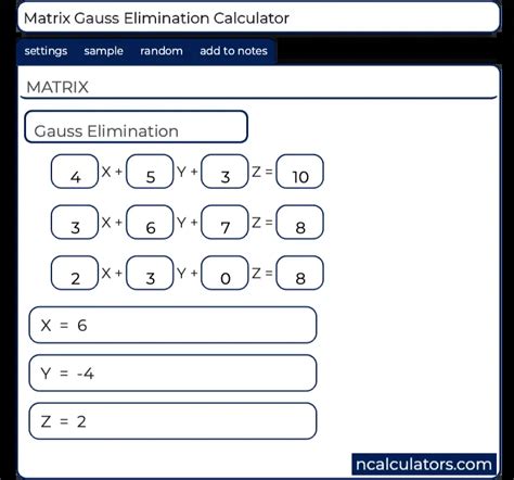 Gauss Elimination Calculator