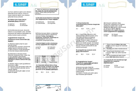 6 Sınıf Sosyal Bilgiler Deneme Sınavı PDF İndir 2023 HangiSoru