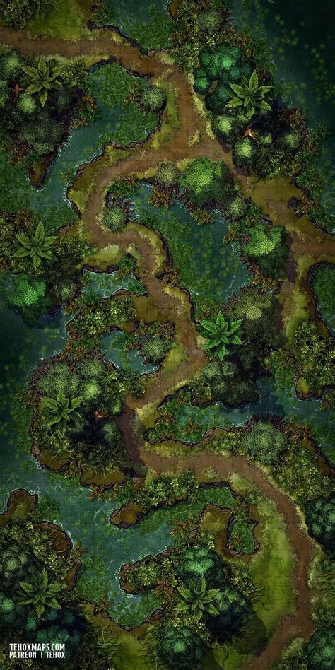 Swamp Encounters 2 25x50 Tehox Maps Fantasy Landscape Dungeon