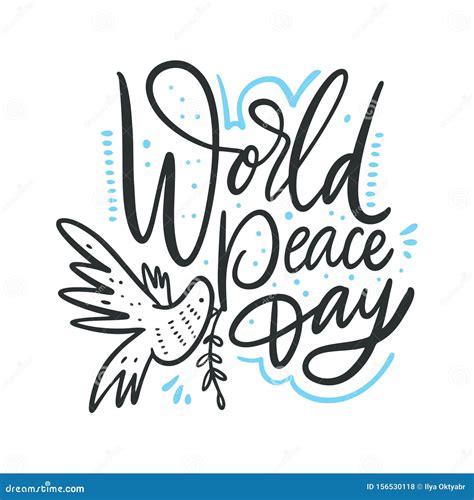 World Peace Day Hand Drawn Vector Lettering Isolated On White