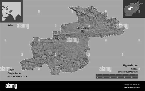 Shape Of Ghor Province Of Afghanistan And Its Capital Distance Scale