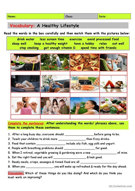 A Healthy Lifestyle English Esl Worksheets Pdf And Doc