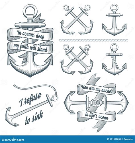 Set Of Vintage Anchors Stock Vector Illustration Of Cutout 101872031