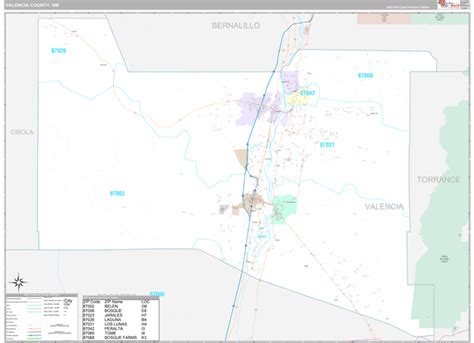 Valencia County, NM Wall Map Premium Style by MarketMAPS - MapSales