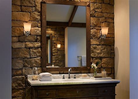 Декоративный камень в ванной комнате - 14 фото