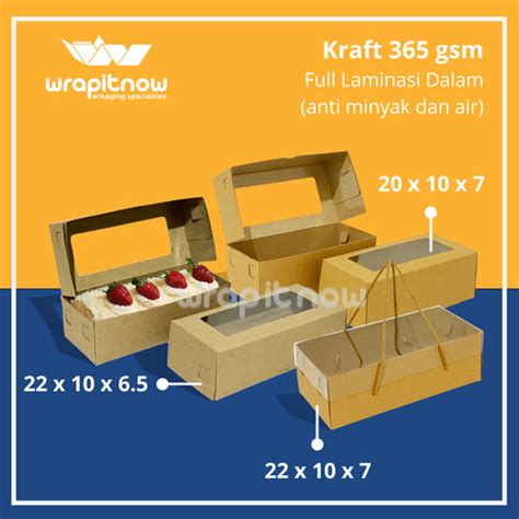 Jual Dus Kraft Laminasi 20x10x7 Jendela Roll Cake Bolu Gulung Premium