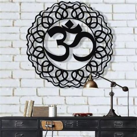 Painel Decorativo Vazado Mandala Om Em Mdf Preto Cm Elo