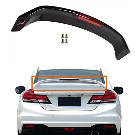 WFLNHB Glossy Black Trunk Spoiler Wing With LED Brake Light Lamp