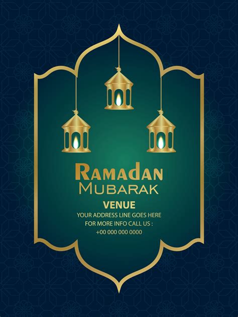 Creative Party Poster Of Ramadan Kareem Invitation With Golden Moon And