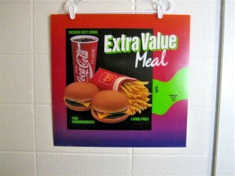 Mc Donalds Extra Value Meal Two Cheeseburgers Translite Sign Poster