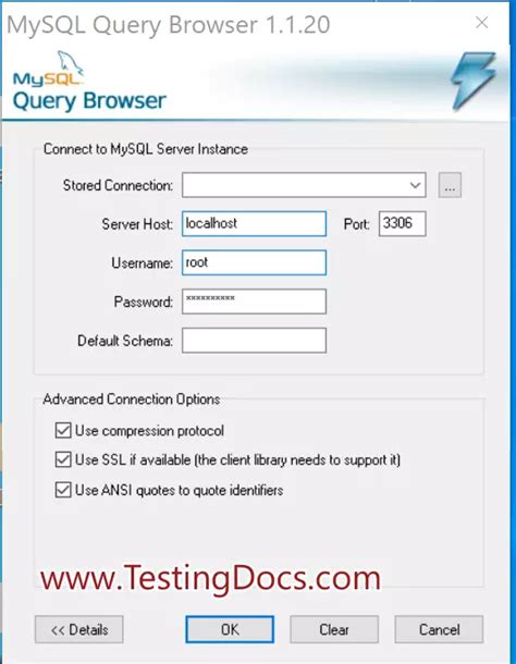 MySQL Query Browser TestingDocs