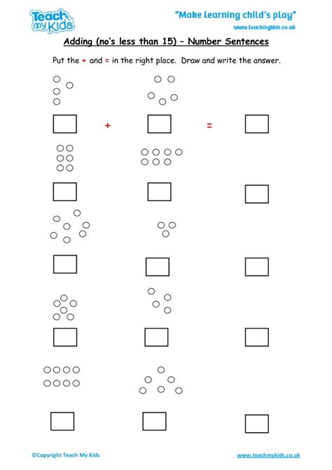 Number Sentence Worksheets