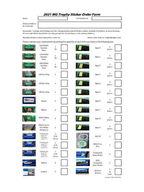 Fillable Online Sticker Order Form Xls Fax Email Print Pdffiller