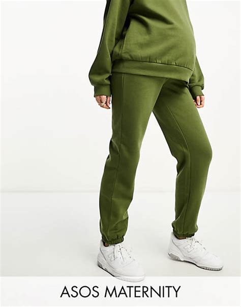 Asos Design Maternity Ultimate Trackies In Khaki Asos