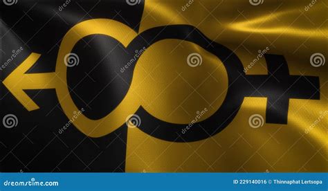 Super Straight Flag with Sign, Pride Flag with Waving Folds, Close Up View, 3D Rendering Stock ...