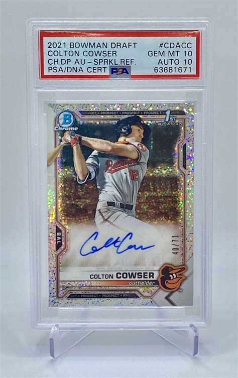 PSA 10 Colton Cowser 2021 Bowman Draft Chrome 1st Auto RC Sparkle