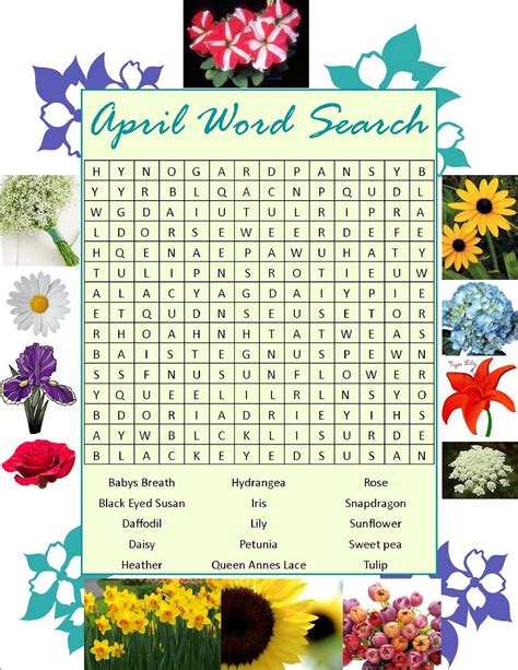 Printable April Word Search Activity Shelter