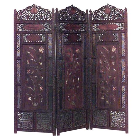 19th C Middle Eastern Carved Teak Folding Screen For Sale At 1stdibs