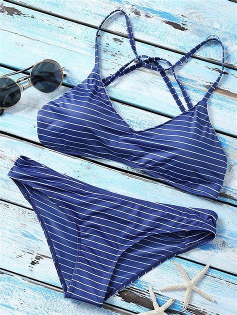 19 OFF 2021 Strappy Bikini Set In PURPLISH BLUE ZAFUL