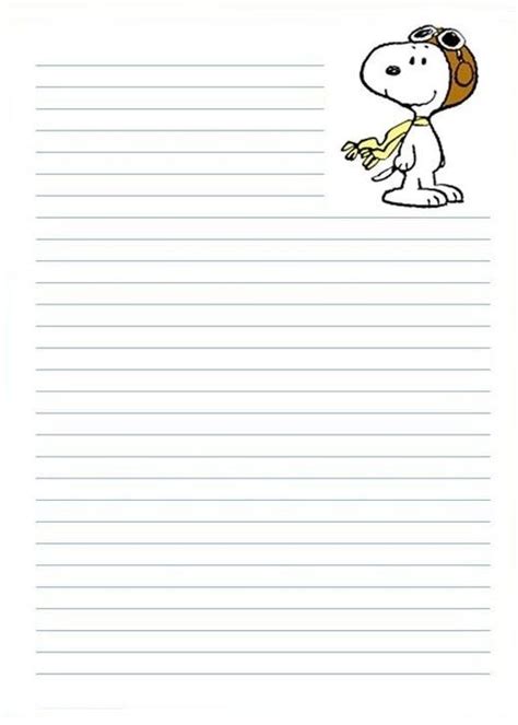 Hoja Rayada Snoopy 3 Free Printable Stationery Snoopy Printable