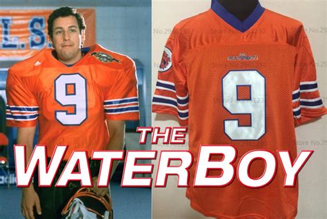 Sporting Goods The Waterboy Movie Football Jersey Adam Sandler #9 Bobby Boucher Orange Stitched ...