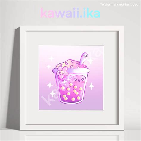 Boba Art Print Cute Kawaii Art Print Kawaii Aesthetic Colorful Art