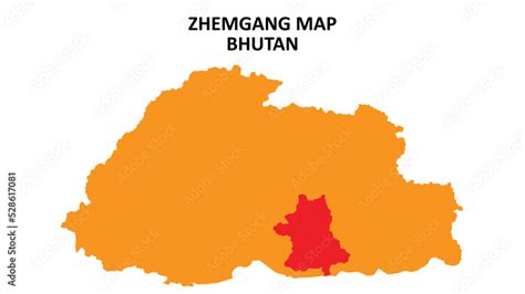 Zhemgang State and regions map highlighted on Bhutan map. Stock Vector ...