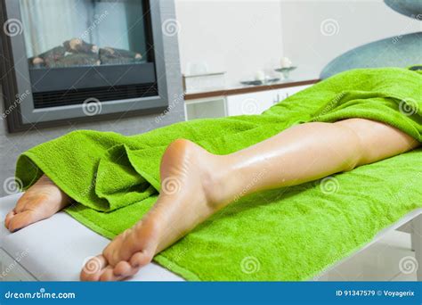 Female Masseuse Doing Legs Massage Stock Image Image Of Bliss