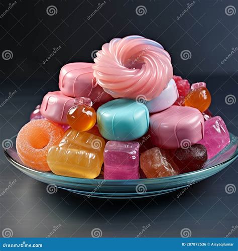 Various Gummy Candies are Placed on a Plate. Stock Illustration ...