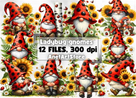 Gnome Clipart Ladybug Gnome Png Graphic By Anetartstore Creative Fabrica