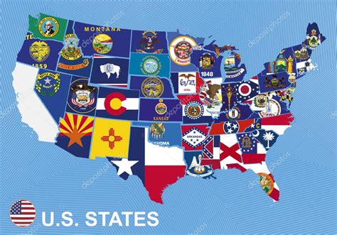 US map with flags of states — Stock Vector © boldg #97181514