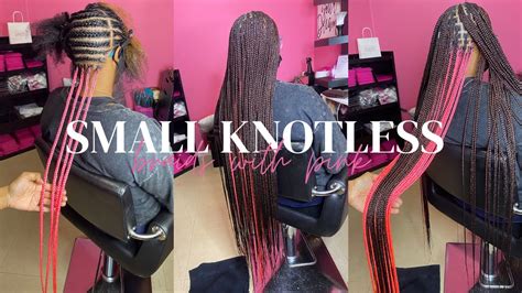 Peek A Boo Pink Small Knotless Braids L Knee Length Braids L Polishedbytesia Youtube