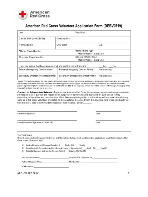 Fillable Online American Red Cross Volunteer Application Form Fax