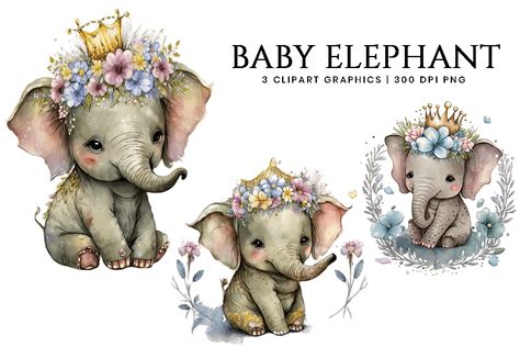 Water Color Baby Elephant Bundle Graphic By Designscotch Creative Fabrica