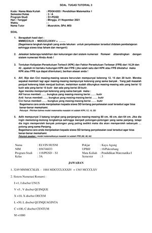 Tugas Tutorial Ke 1 Pendidikan Matematika TUGAS TUTORIAL Ke 1 Kode MK