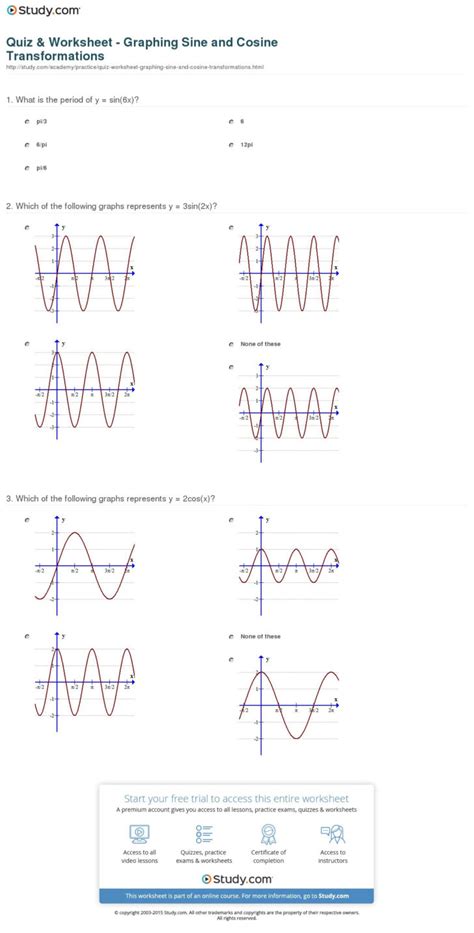 Graphing Sine And Cosine Functions Worksheet Answers — Db