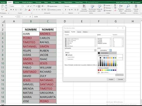 Fórmula en Excel para comparar datos duplicados Recursos Excel