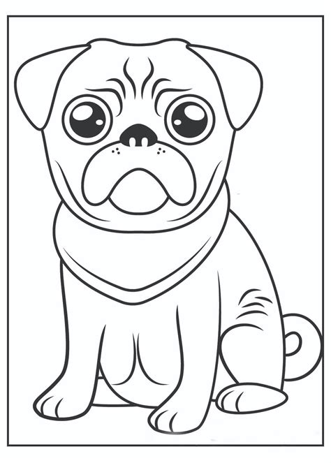 Pug Sentado Para Colorear Imprimir E Dibujar Coloringonly