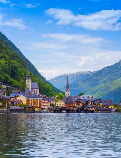 Hallstatt Lake and Mountain Resort in Alps Stock Photo - Image of holiday, landmark: 169503010