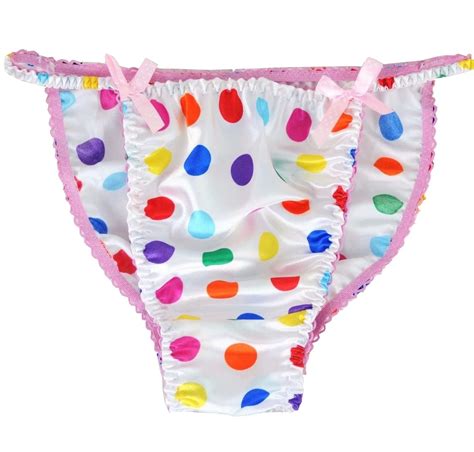 Amazon Ania S Poison Sissy Panties Rainbow Polka Dot Satin String Bikini Shiny Men S
