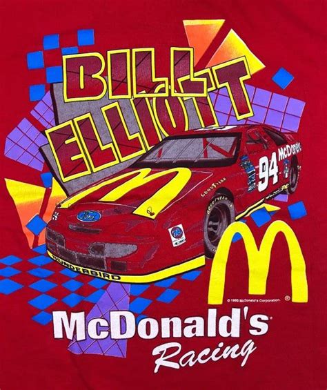 a red t - shirt with the words, bill elliott's mcdonald's racing on it