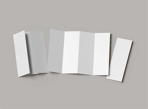 Blank accordion 4 panel fold a4 leaflet renders to present your design ...