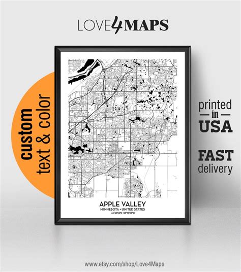 Apple Valley Minnesota Map Apple Valley City Print Apple - Etsy